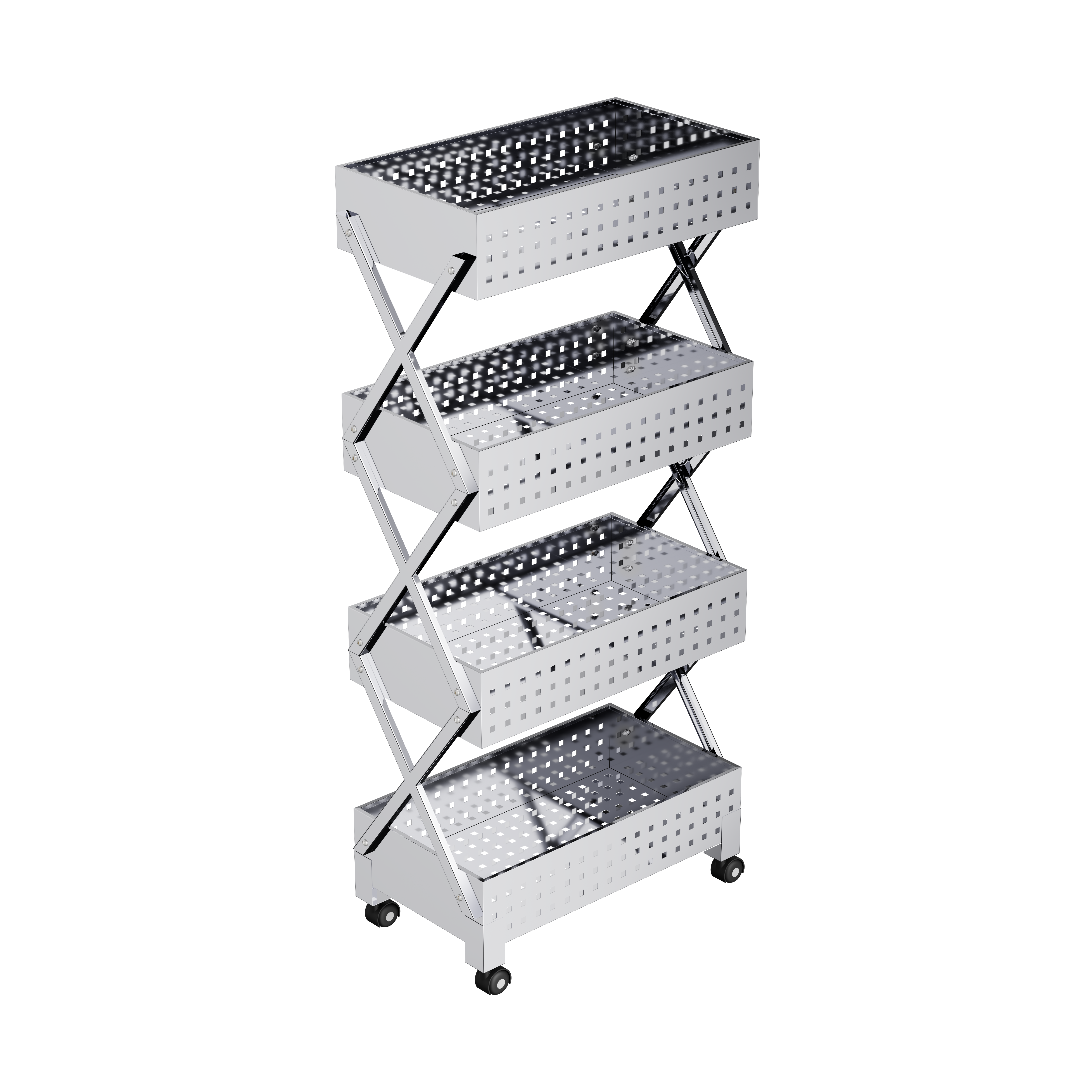 Premium 4 Tier Stainless Steel Kitchen Trolley with Wheels
