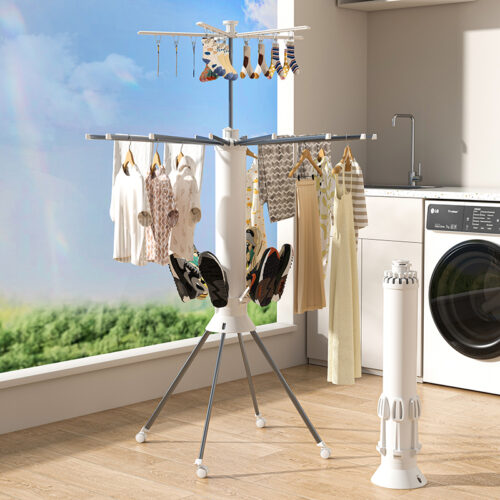 CHARMY 16-Rail Octopus Cylinder Cloth Drying Stand With Shoe Dryer | 4 Legs |Multi Layer - Image 2