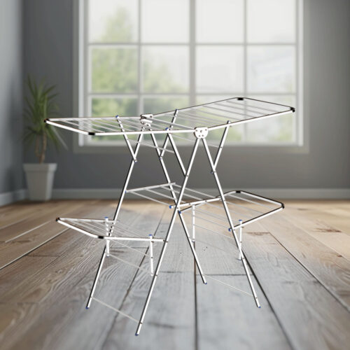 🧺 Premium Double-Layer Foldable Stainless Steel Clothes Drying Rack | Heavy-Duty | Rust-Proof | 150x76x127 cm - Image 6