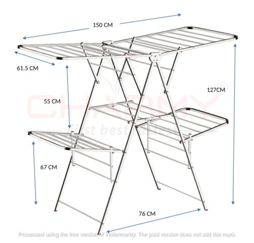 🧺 Premium Double-Layer Foldable Stainless Steel Clothes Drying Rack | Heavy-Duty | Rust-Proof | 150x76x127 cm - Image 4