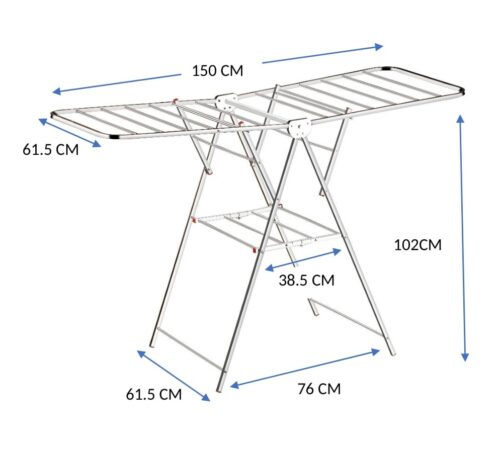 🧺 Foldable Stainless Steel Clothes Drying Rack | Single Layer | Rust-Resistant | 150 x 76 x 102 cm | Heavy-Duty - Image 2