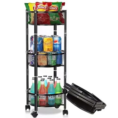 CHARMY® 3-Tier Collapsible Storage Trolley | Heavy-Duty Mesh Basket Organizer | Multipurpose, Foldable & Portable Trolley for Kitchen, Home, Office - Image 2